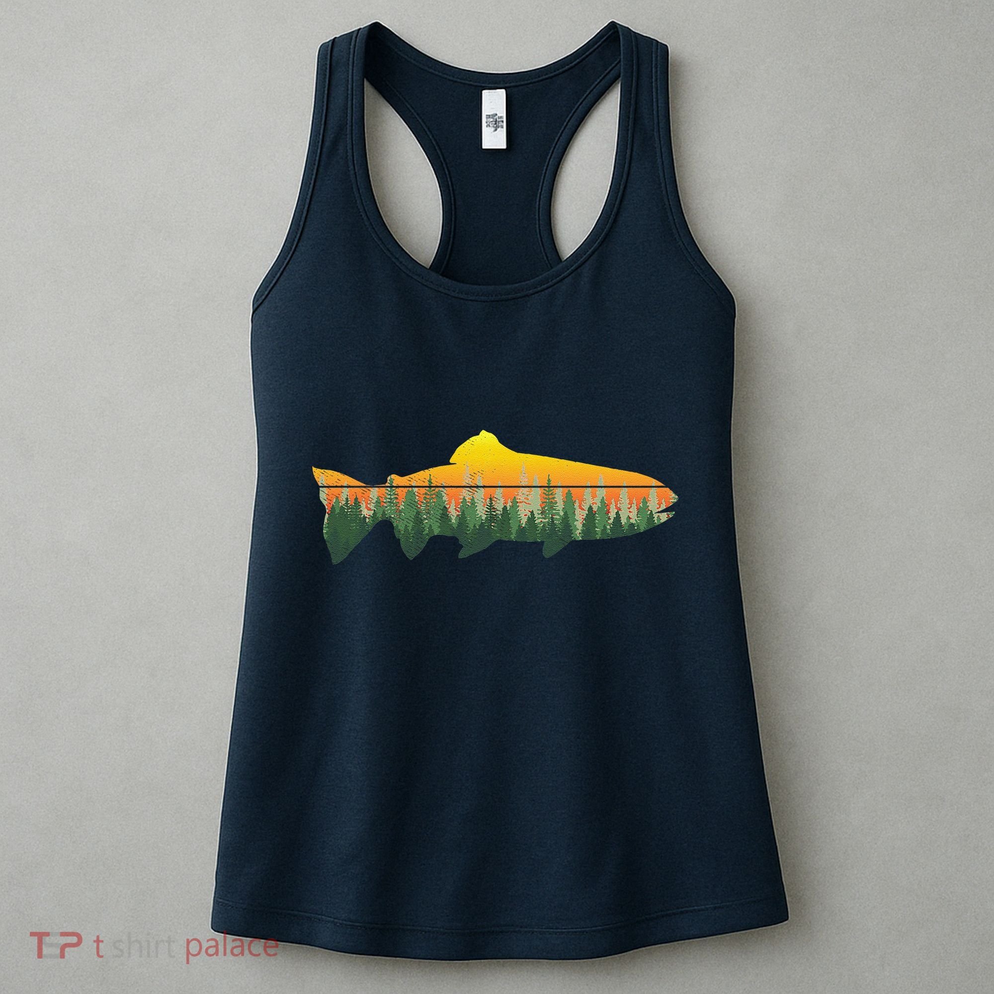 Retro Trout Fly Fishing Outdoor Nature Forest Fisherman Women's Tank Top
