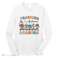 Retro Teaching Future Leaders Groovy Teacher Back To School Long Sleeve Shirt thumb 0