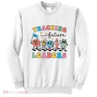 Retro Teaching Future Leaders Groovy Teacher Back To School Sweatshirt thumb 0