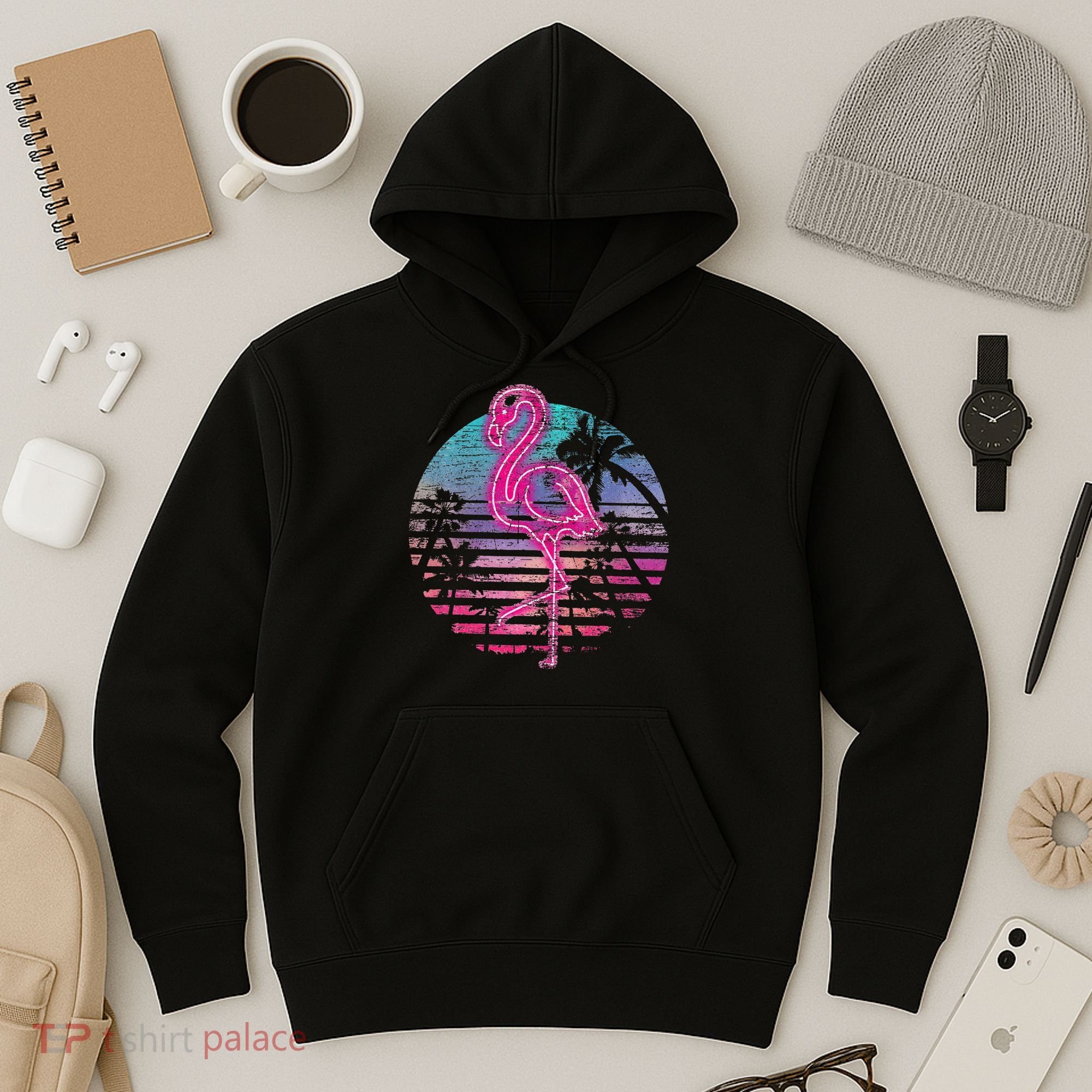 Retro Tropic Flamingo Hoodie