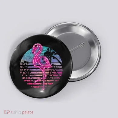 Retro Tropic Flamingo Button