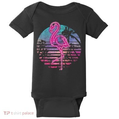 Retro Tropic Flamingo Baby Bodysuit