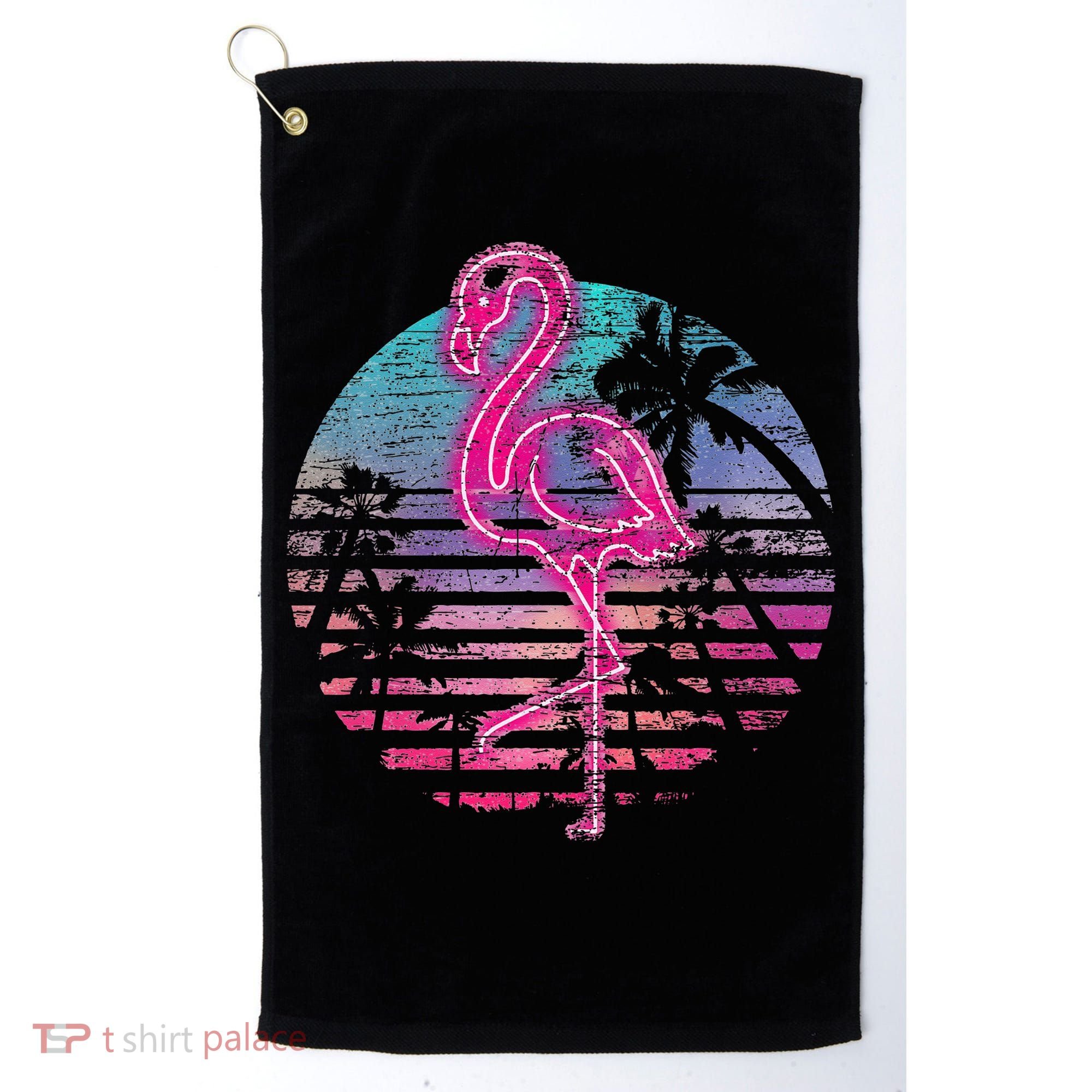 Retro Tropic Flamingo Golf Towel