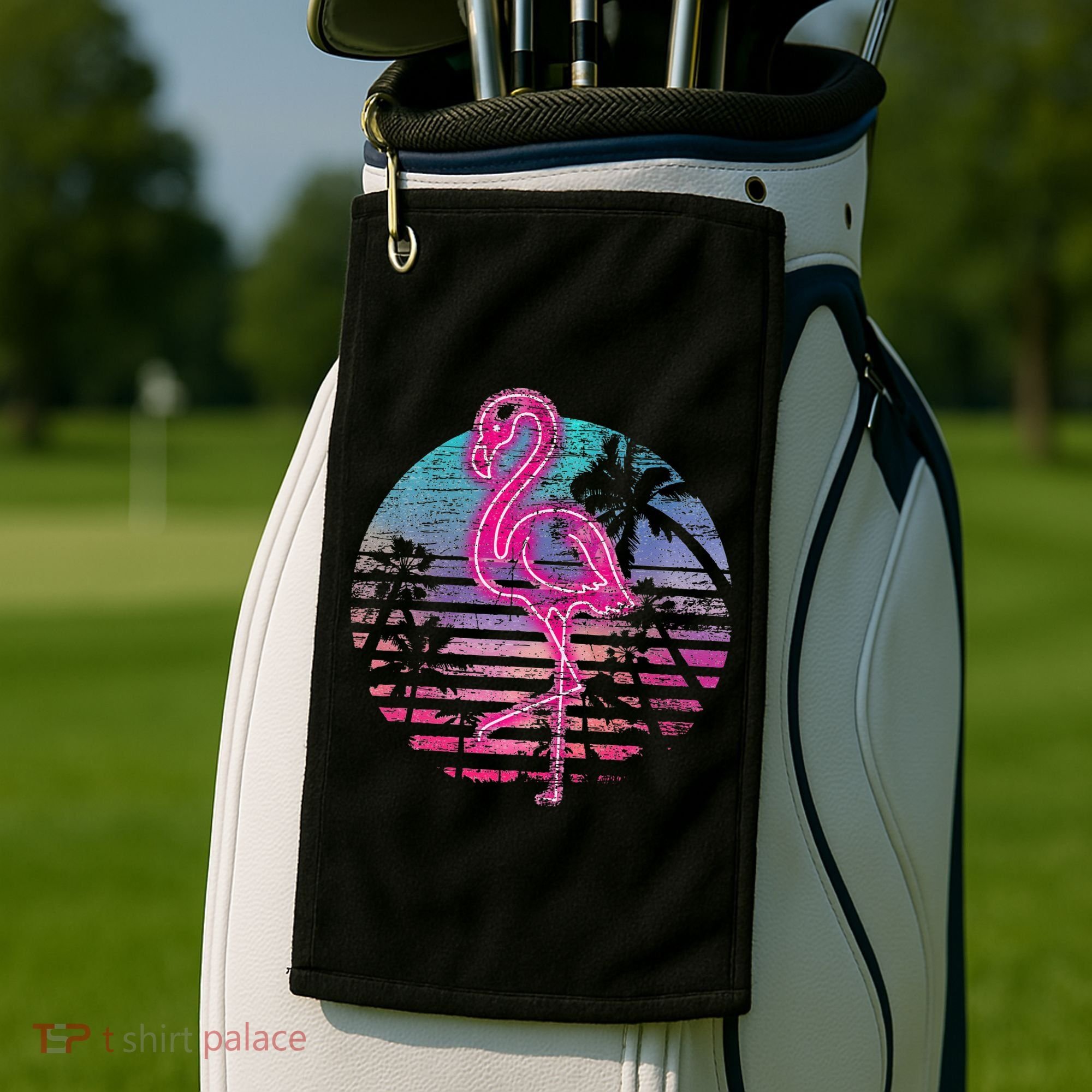 Retro Tropic Flamingo Golf Towel