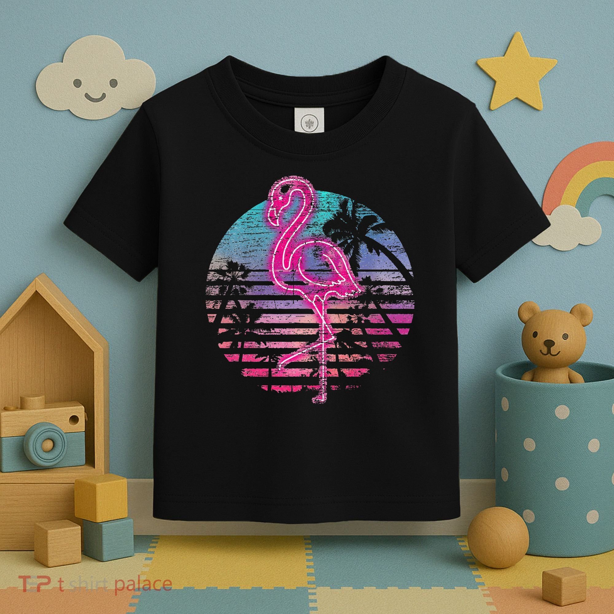 Retro Tropic Flamingo Toddler T-Shirt