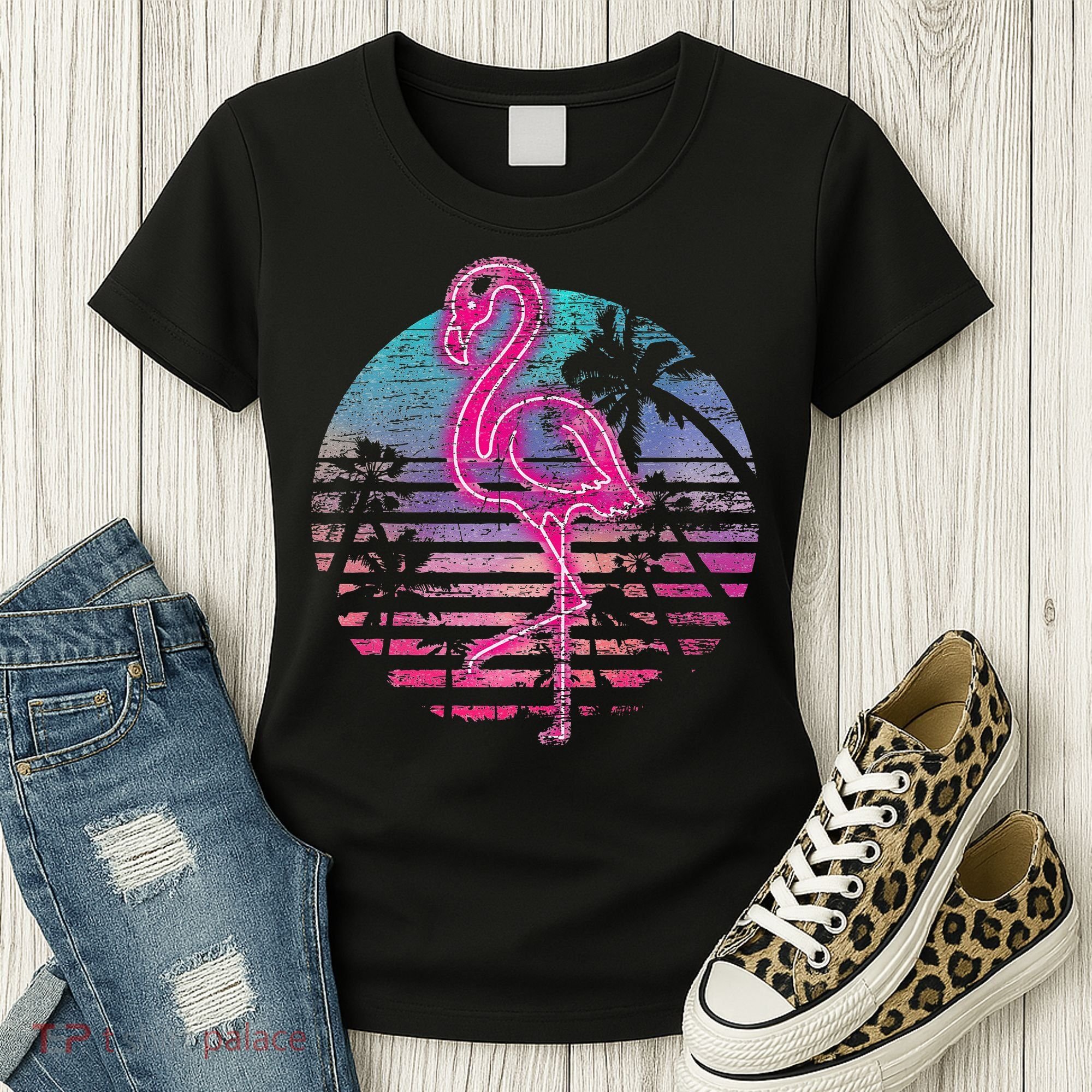 Retro Tropic Flamingo Women's T-Shirt