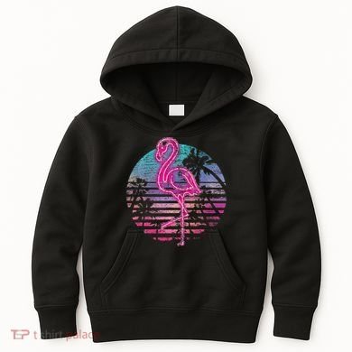 Retro Tropic Flamingo Kids Hoodie
