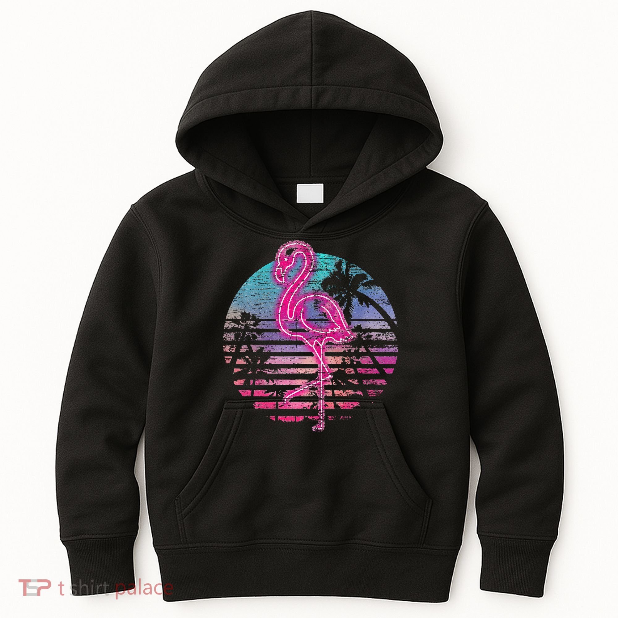Retro Tropic Flamingo Kids Hoodie
