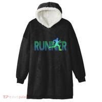 Runner Track & Field Cross Country Marathon Running Graphic Hooded Wearable Blanket thumb 0