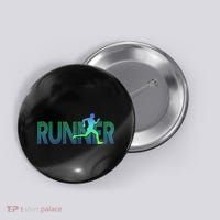 Runner Track & Field Cross Country Marathon Running Graphic Button thumb 0