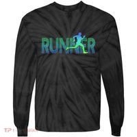 Runner Track & Field Cross Country Marathon Running Graphic Tie-Dye Long Sleeve Shirt thumb 0