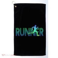 Runner Track & Field Cross Country Marathon Running Graphic Golf Towel thumb 0