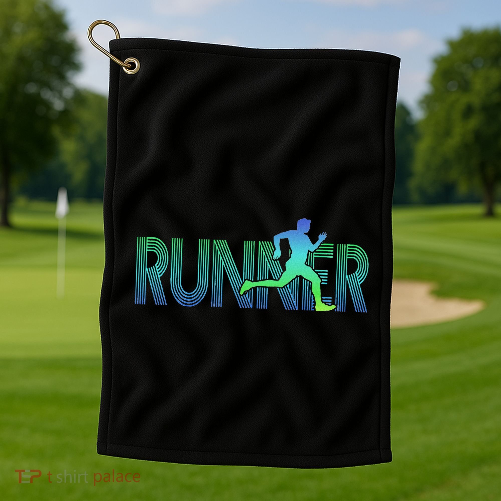 Runner Track & Field Cross Country Marathon Running Graphic Golf Towel