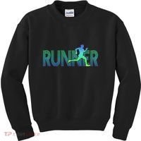 Runner Track & Field Cross Country Marathon Running Graphic Kids Sweatshirt thumb 0