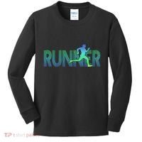 Runner Track & Field Cross Country Marathon Running Graphic Kids Long Sleeve Shirt thumb 0