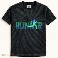 Runner Track & Field Cross Country Marathon Running Graphic Kids Tie-Dye T-Shirt thumb 0