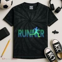 Runner Track & Field Cross Country Marathon Running Graphic Kids Tie-Dye T-Shirt thumb 2