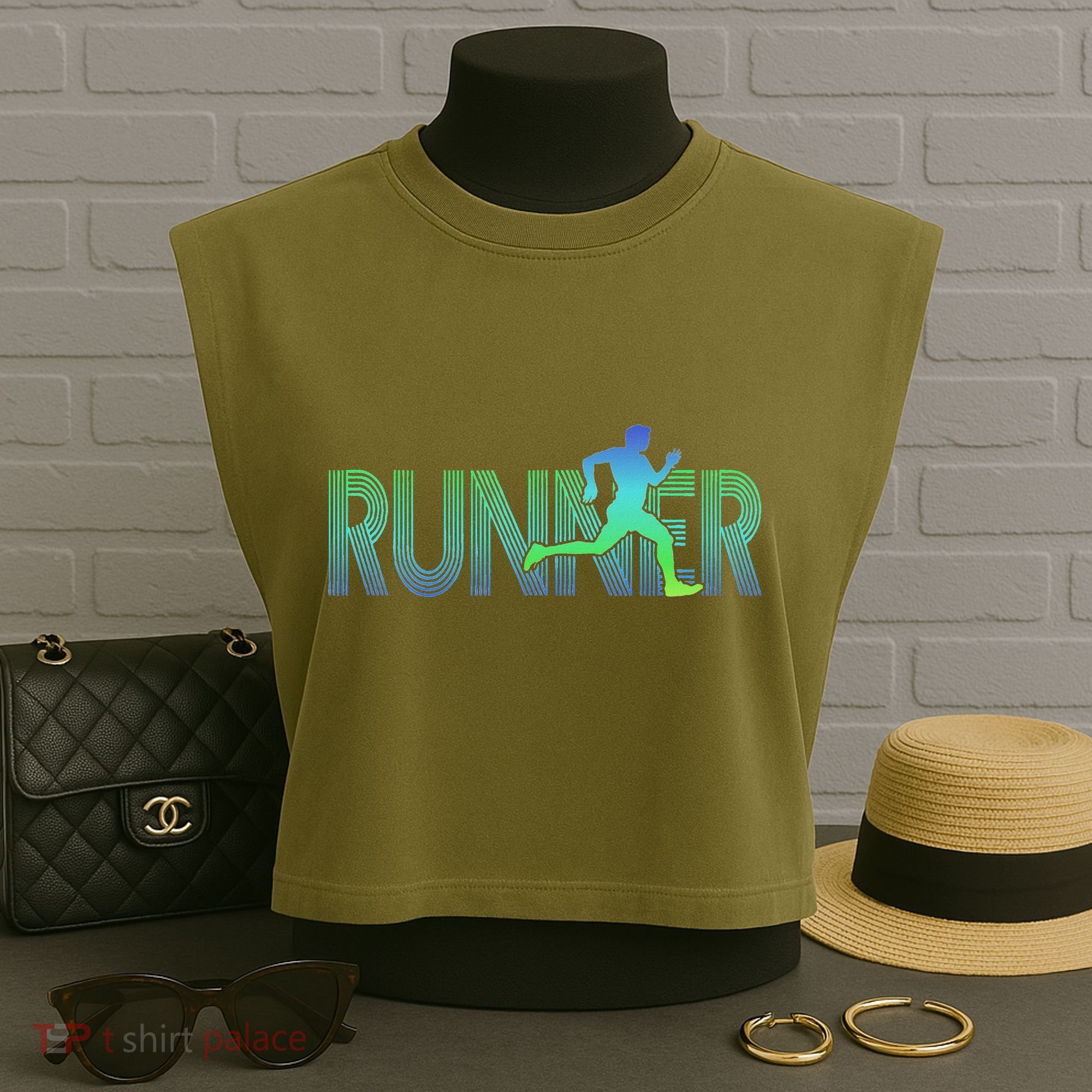 Runner Track & Field Cross Country Marathon Running Graphic Garment-Dyed Women's Muscle Tee