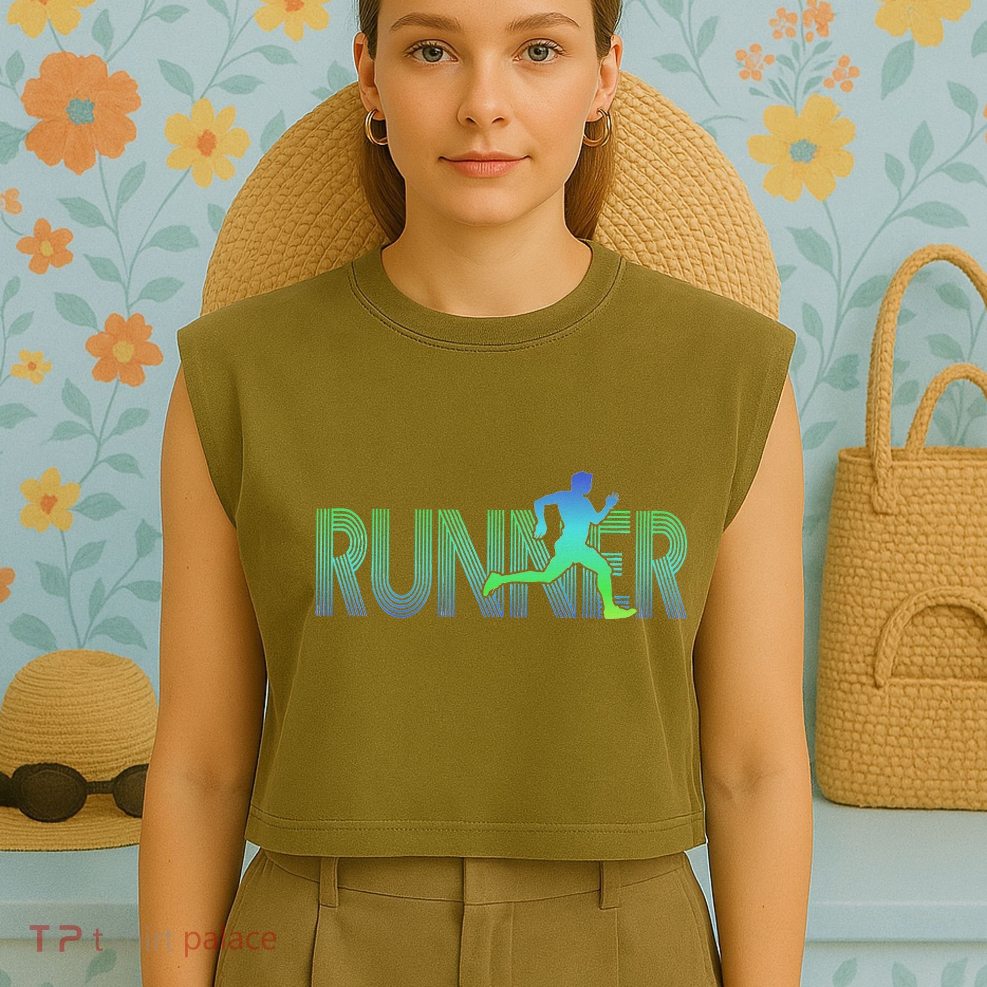 Runner Track & Field Cross Country Marathon Running Graphic Garment-Dyed Women's Muscle Tee