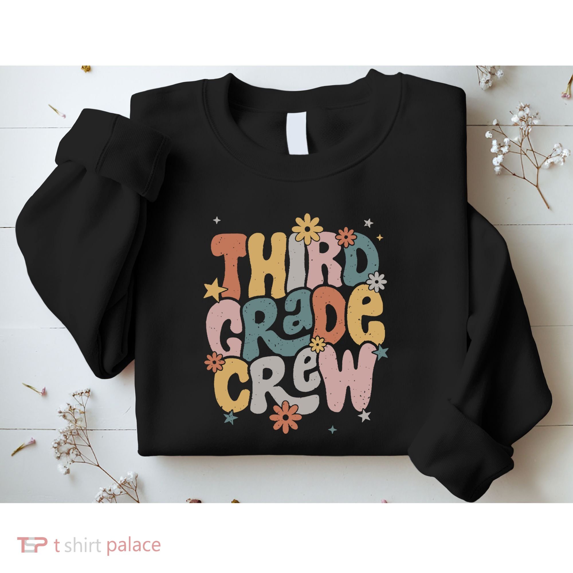 Retro Third Grade Crew 3rd Grade Teacher First Day Of School Teacher Sweatshirt