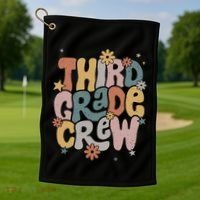 Retro Third Grade Crew 3rd Grade Teacher First Day Of School Teacher Golf Towel thumb 1