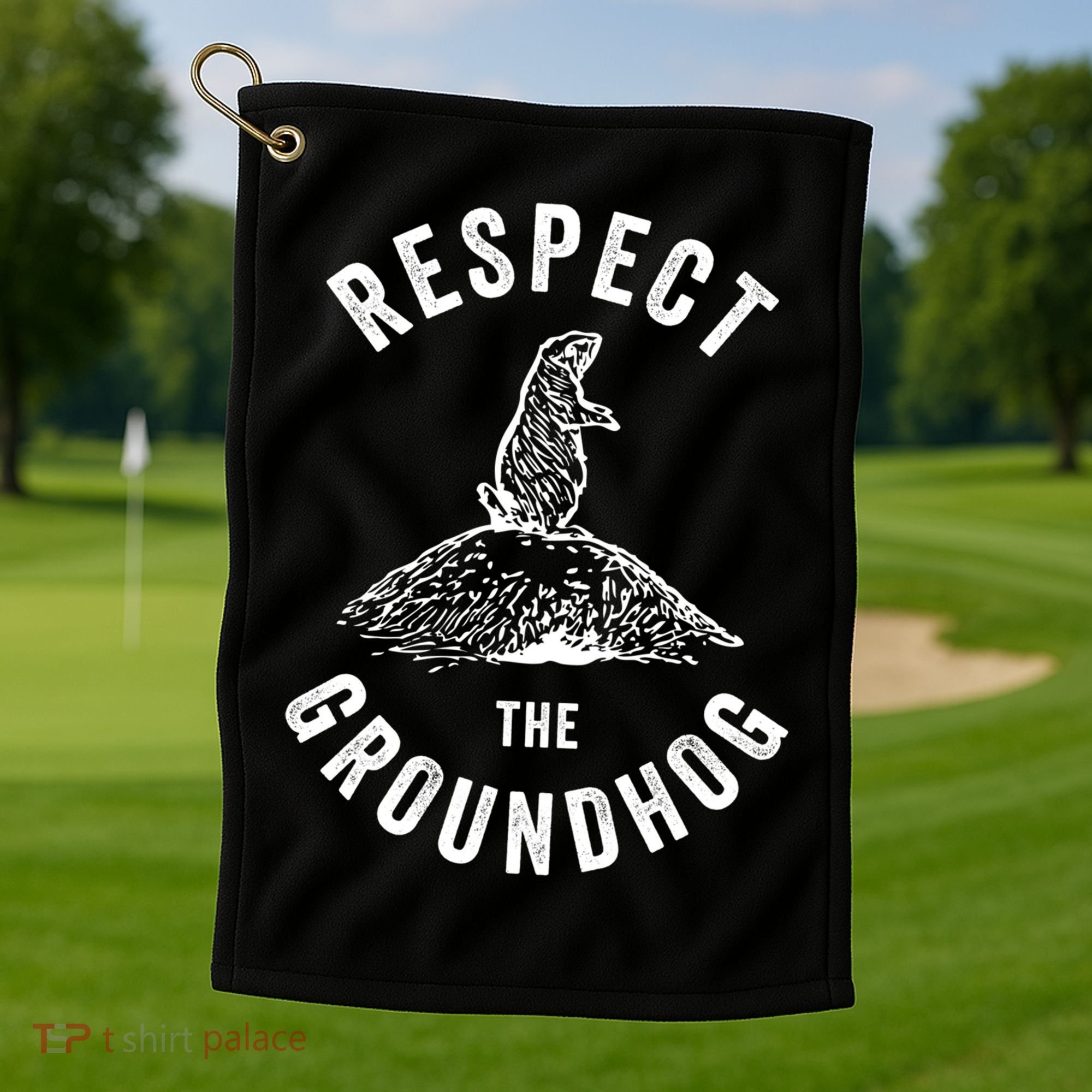 Respect The Groundhog Funny Groundhog Day Shadow Lover Gift Golf Towel