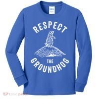 Respect The Groundhog Funny Groundhog Day Shadow Lover Gift Kids Long Sleeve Shirt thumb 0
