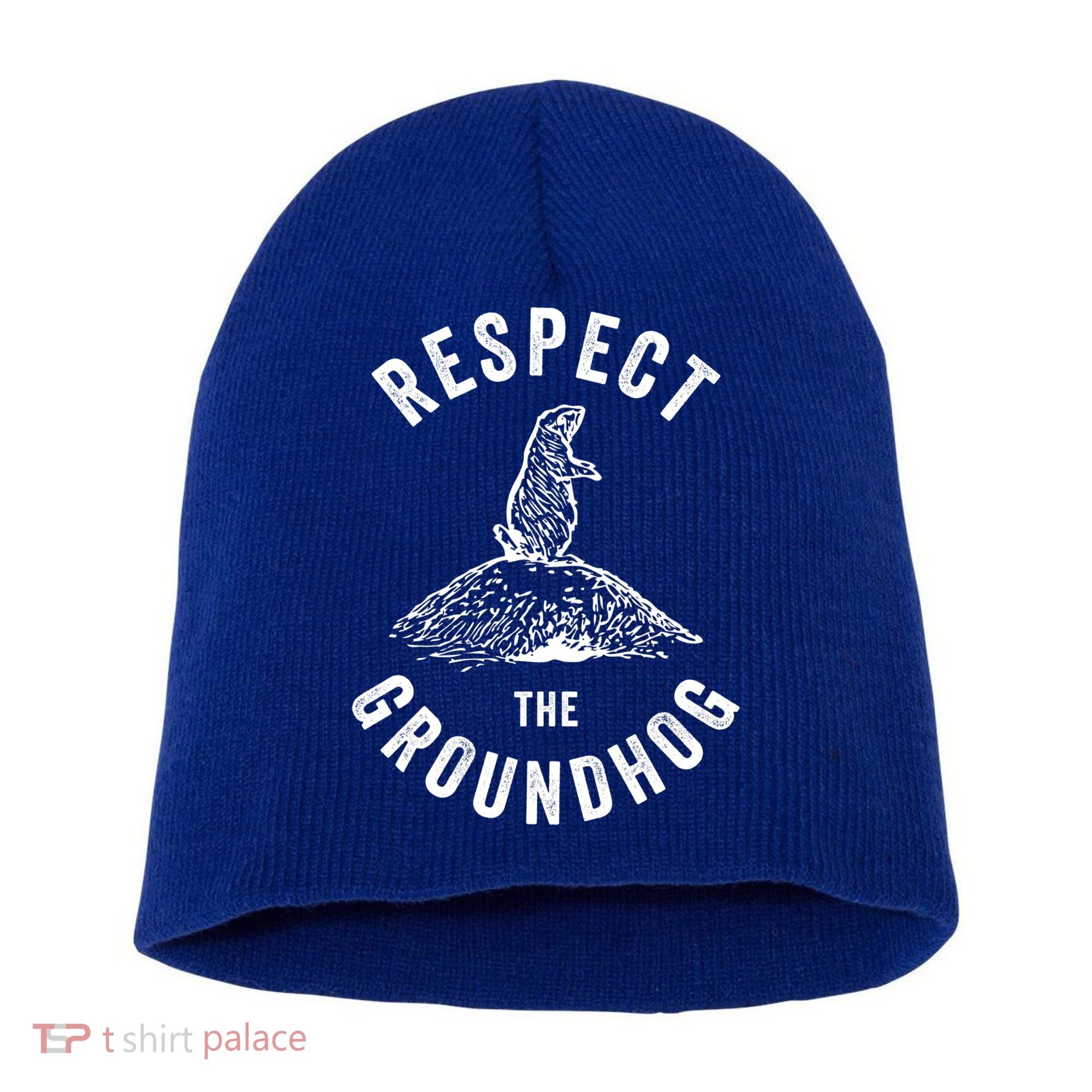 Respect The Groundhog Funny Groundhog Day Shadow Lover Gift Short Acrylic Beanie