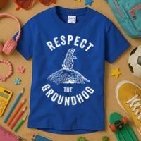 Respect The Groundhog Funny Groundhog Day Shadow Lover Gift Kids T-Shirt thumb 3