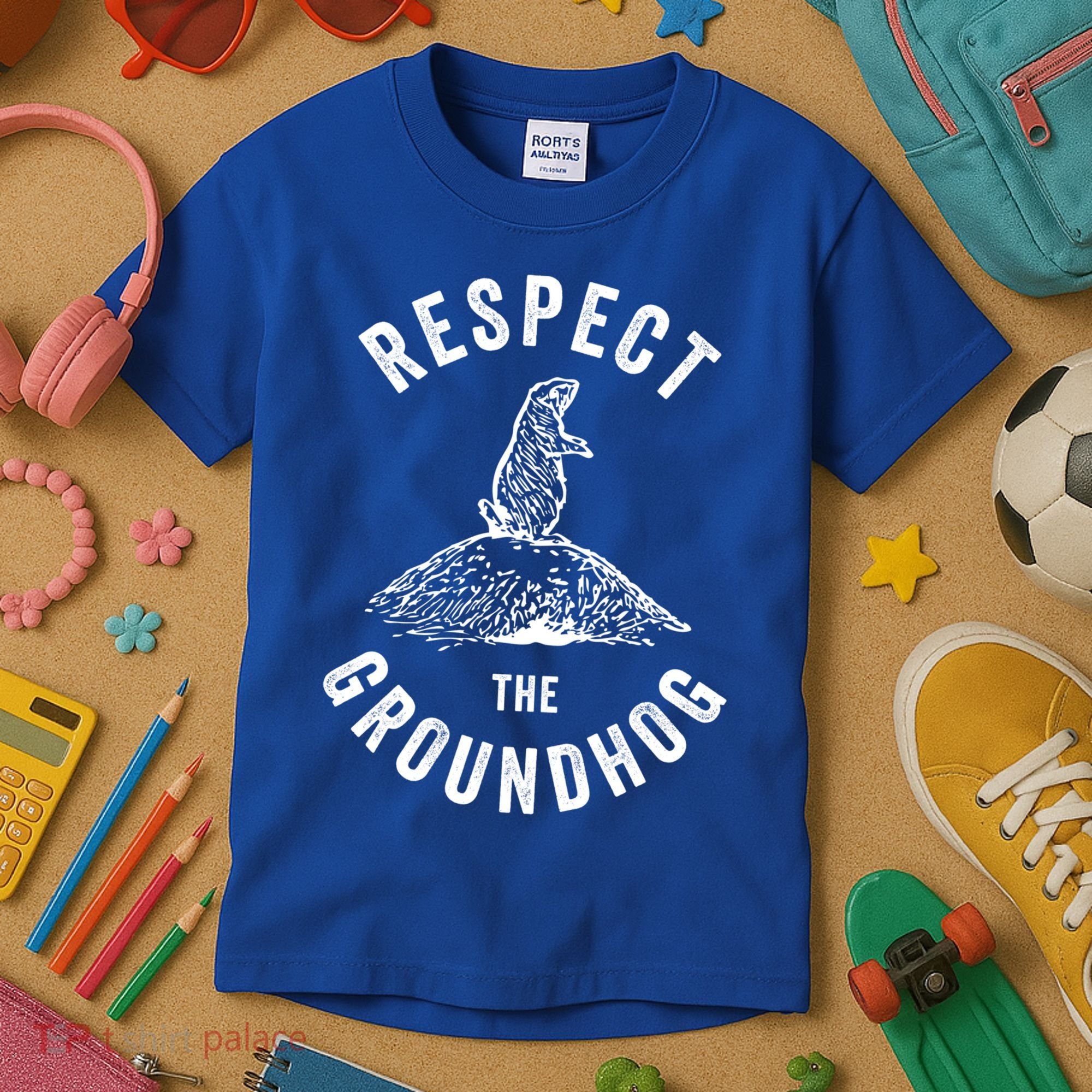 Respect The Groundhog Funny Groundhog Day Shadow Lover Gift Kids T-Shirt