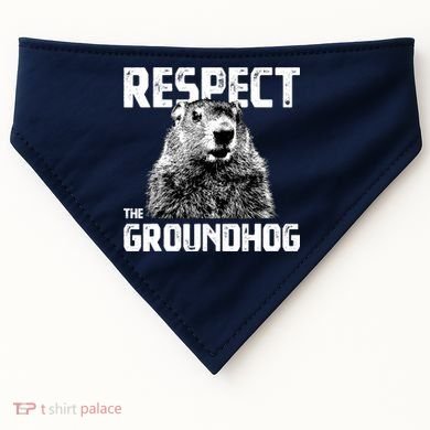 Respect The Groundhog Funny Woodchuck USA-Made Doggie Bandana