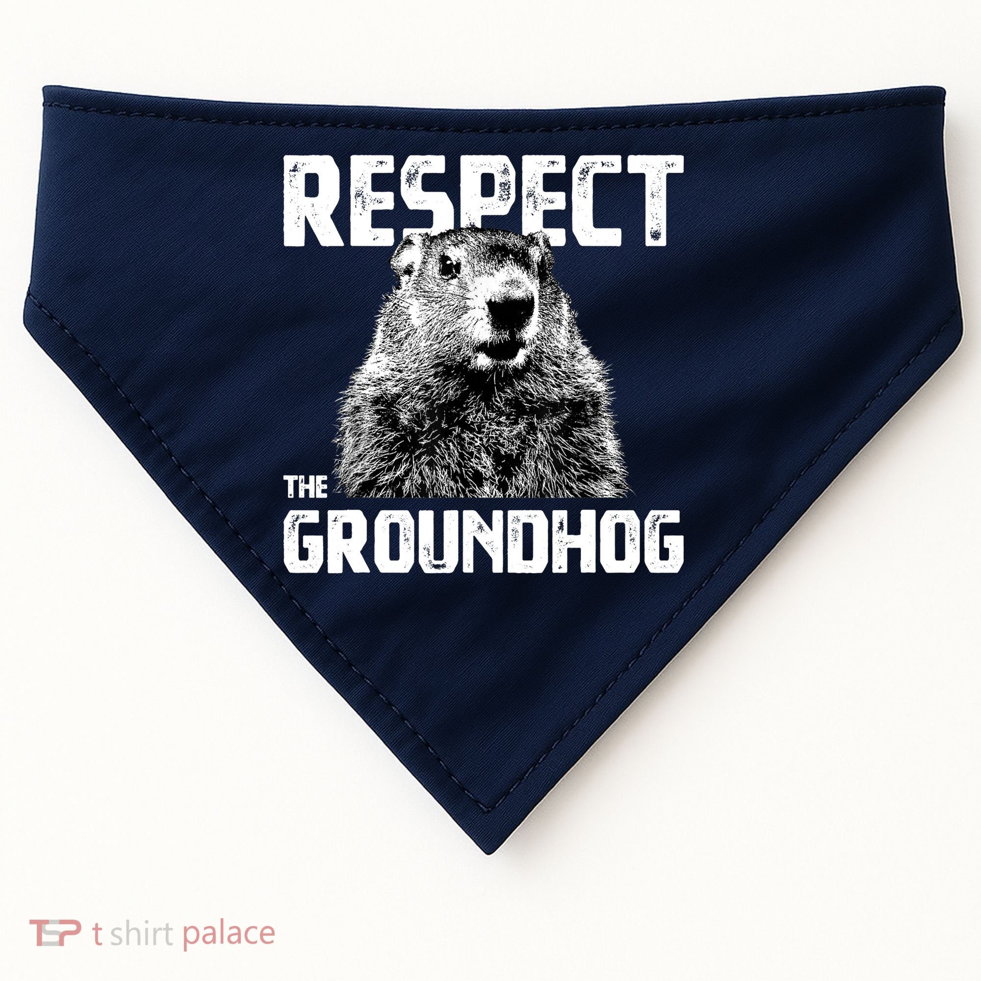 Respect The Groundhog Funny Woodchuck USA-Made Doggie Bandana
