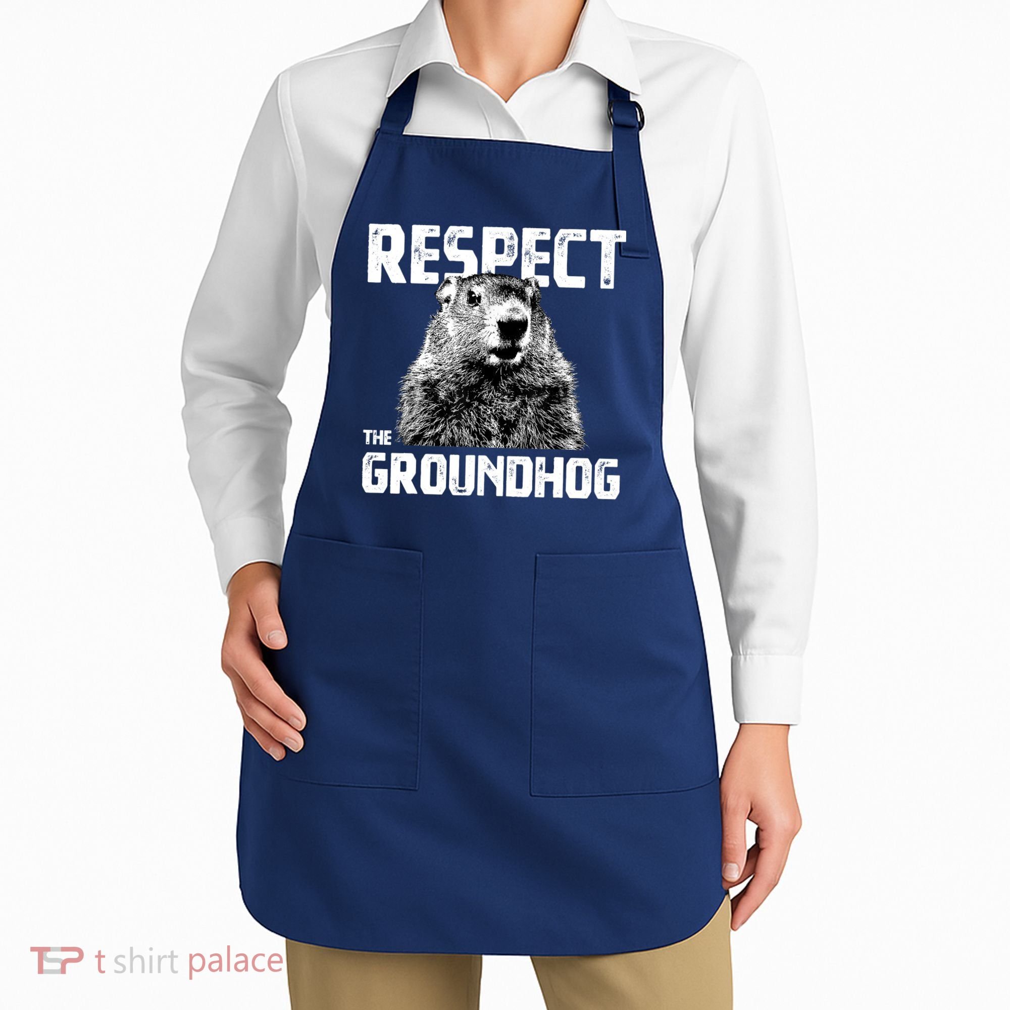 Respect The Groundhog Funny Woodchuck Apron