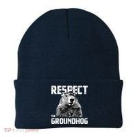 Respect The Groundhog Funny Woodchuck Beanie thumb 0