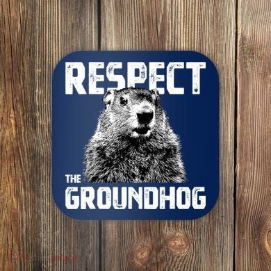 Respect The Groundhog Funny Woodchuck Coaster