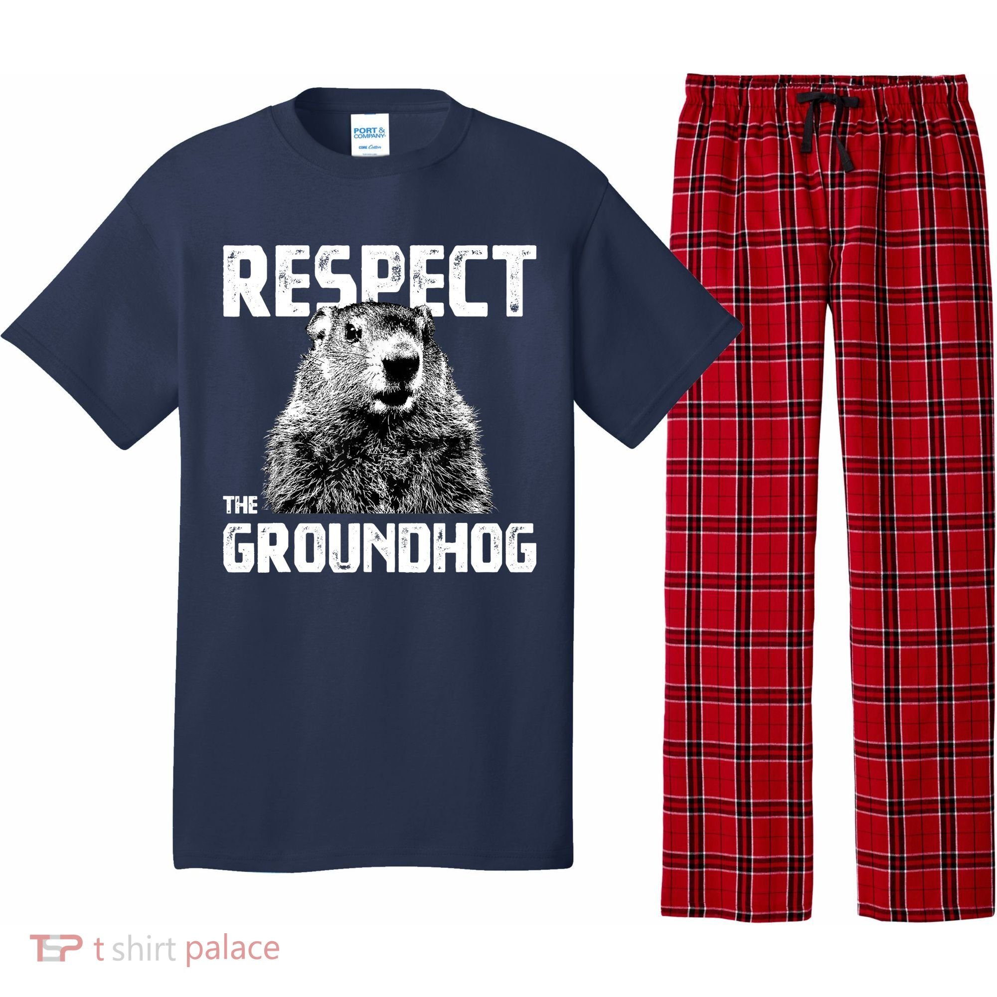Respect The Groundhog Funny Woodchuck Pajama Set