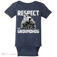 Respect The Groundhog Funny Woodchuck Baby Bodysuit thumb 0