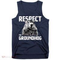 Respect The Groundhog Funny Woodchuck Tank Top thumb 0
