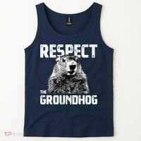Respect The Groundhog Funny Woodchuck Tank Top thumb 2