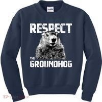 Respect The Groundhog Funny Woodchuck Kids Sweatshirt thumb 0