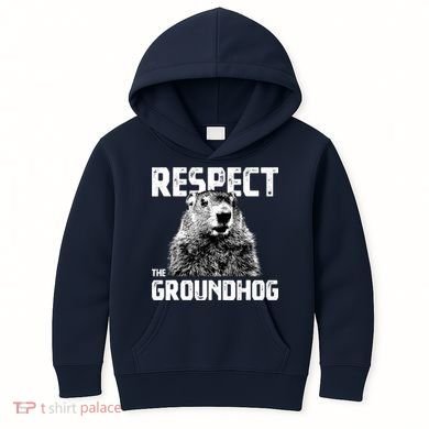 Respect The Groundhog Funny Woodchuck Kids Hoodie