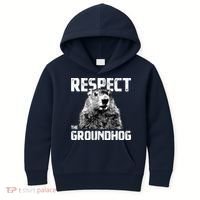Respect The Groundhog Funny Woodchuck Kids Hoodie thumb 0