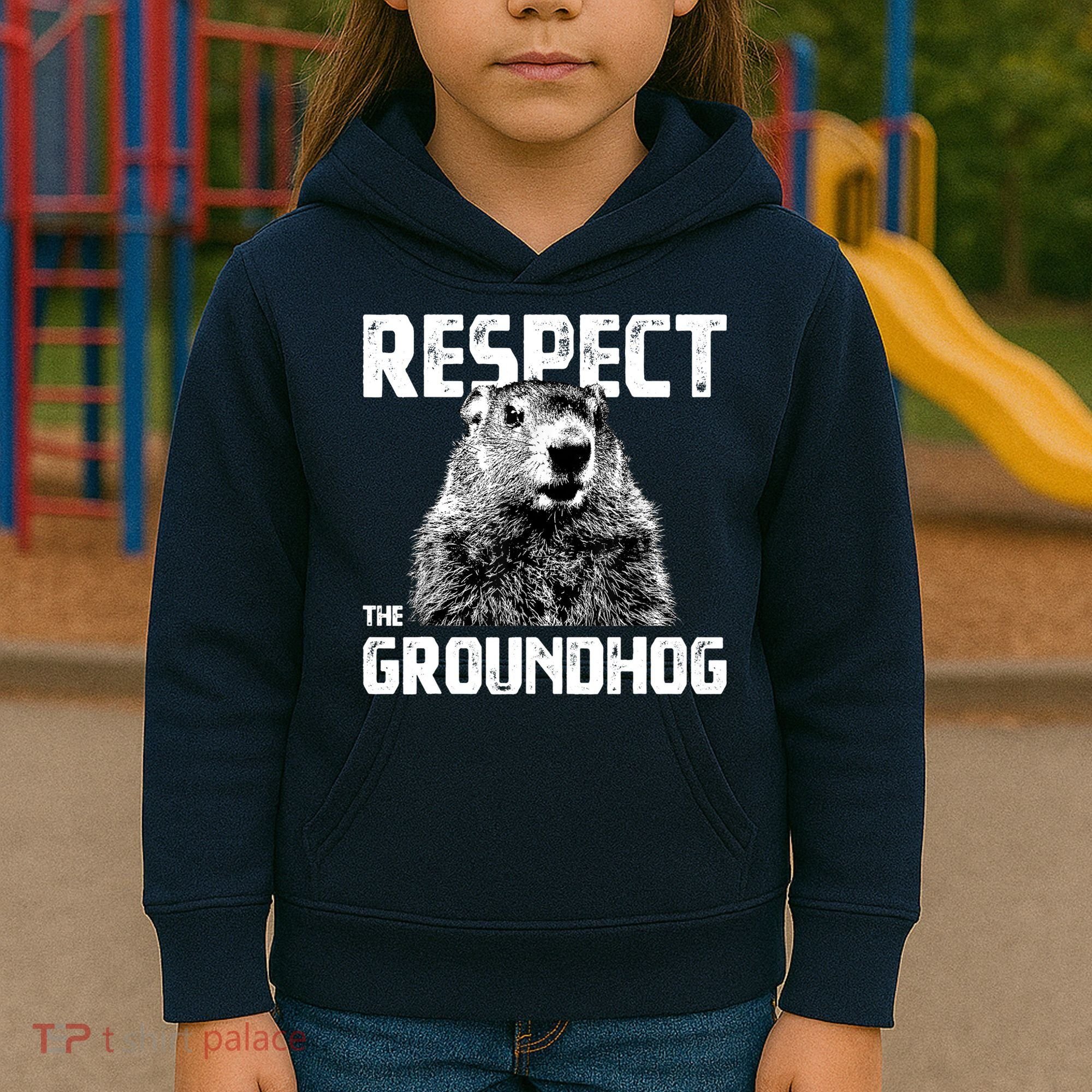 Respect The Groundhog Funny Woodchuck Kids Hoodie