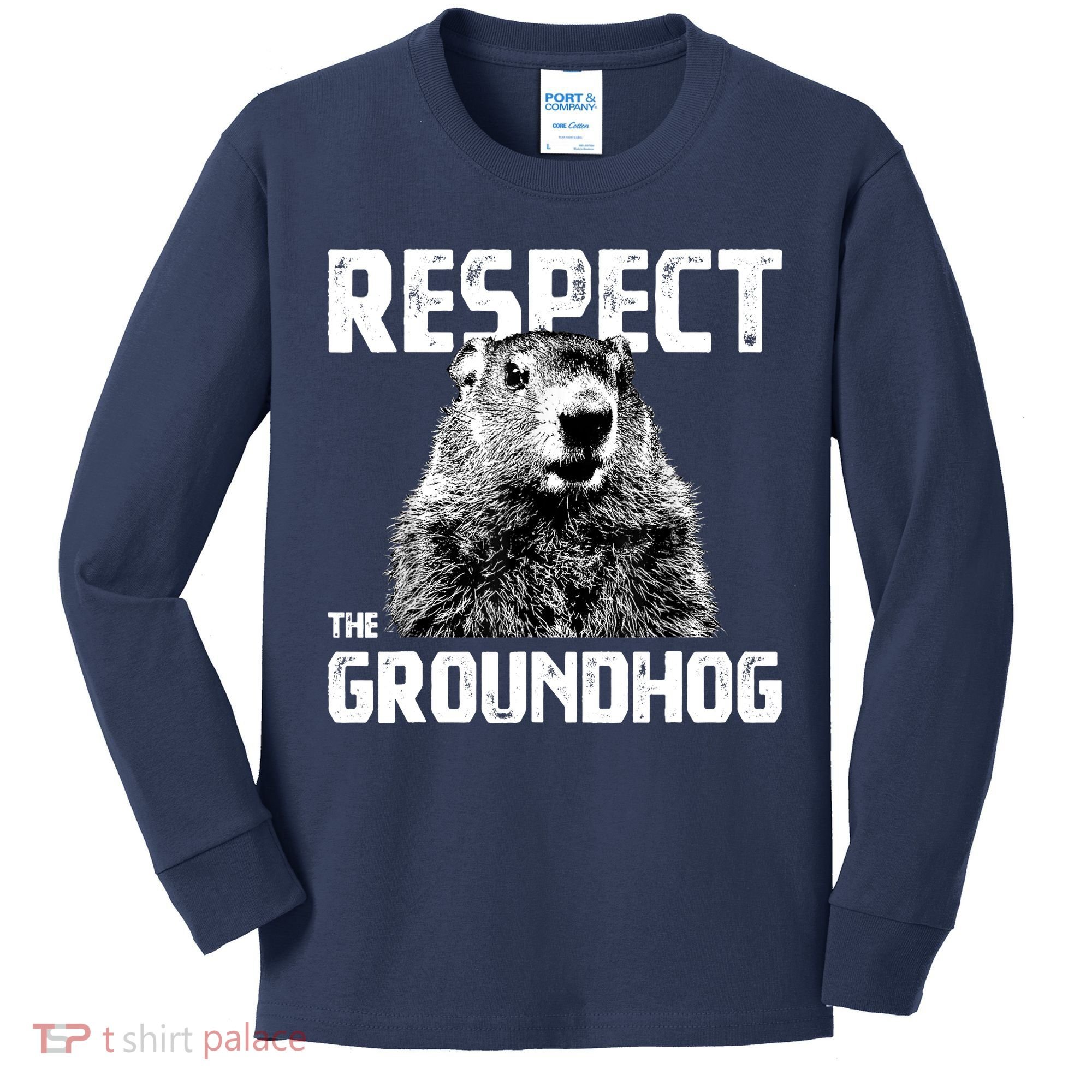Respect The Groundhog Funny Woodchuck Kids Long Sleeve Shirt