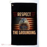 Respect The Grounding, Groundhog Day Golf Towel thumb 0