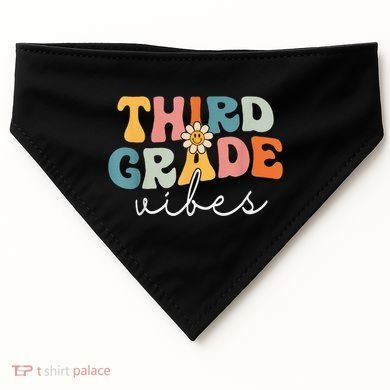 Retro Third Grade Vibes 3rd Grade Team First Day Of School USA-Made Doggie Bandana