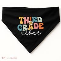Retro Third Grade Vibes 3rd Grade Team First Day Of School USA-Made Doggie Bandana thumb 0