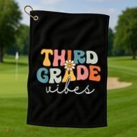 Retro Third Grade Vibes 3rd Grade Team First Day Of School Golf Towel thumb 1
