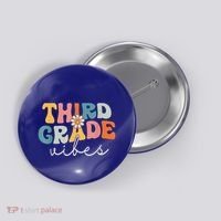 Retro Third Grade Vibes 3rd Grade Team First Day Of School Button thumb 0