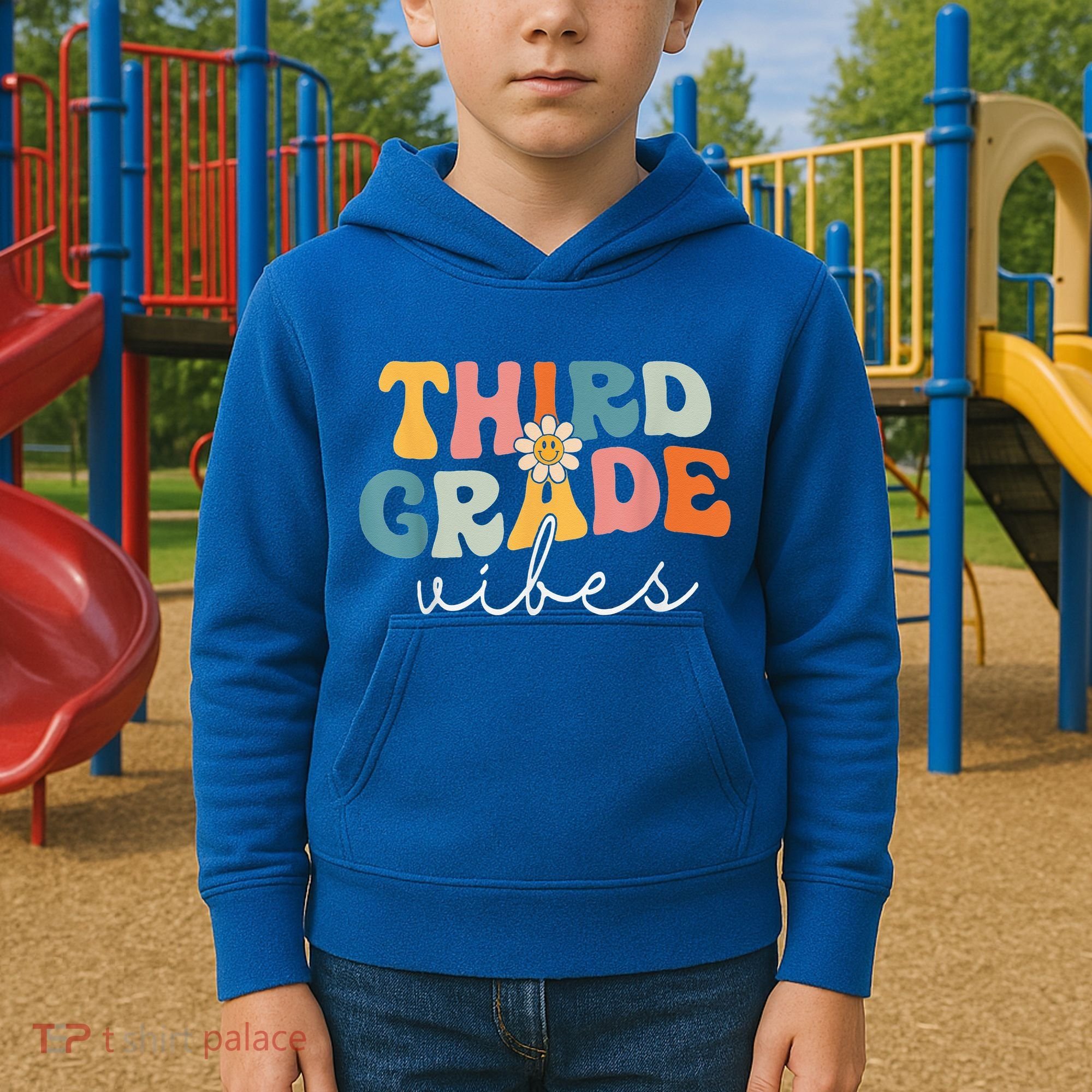 Retro Third Grade Vibes 3rd Grade Team First Day Of School Kids Hoodie